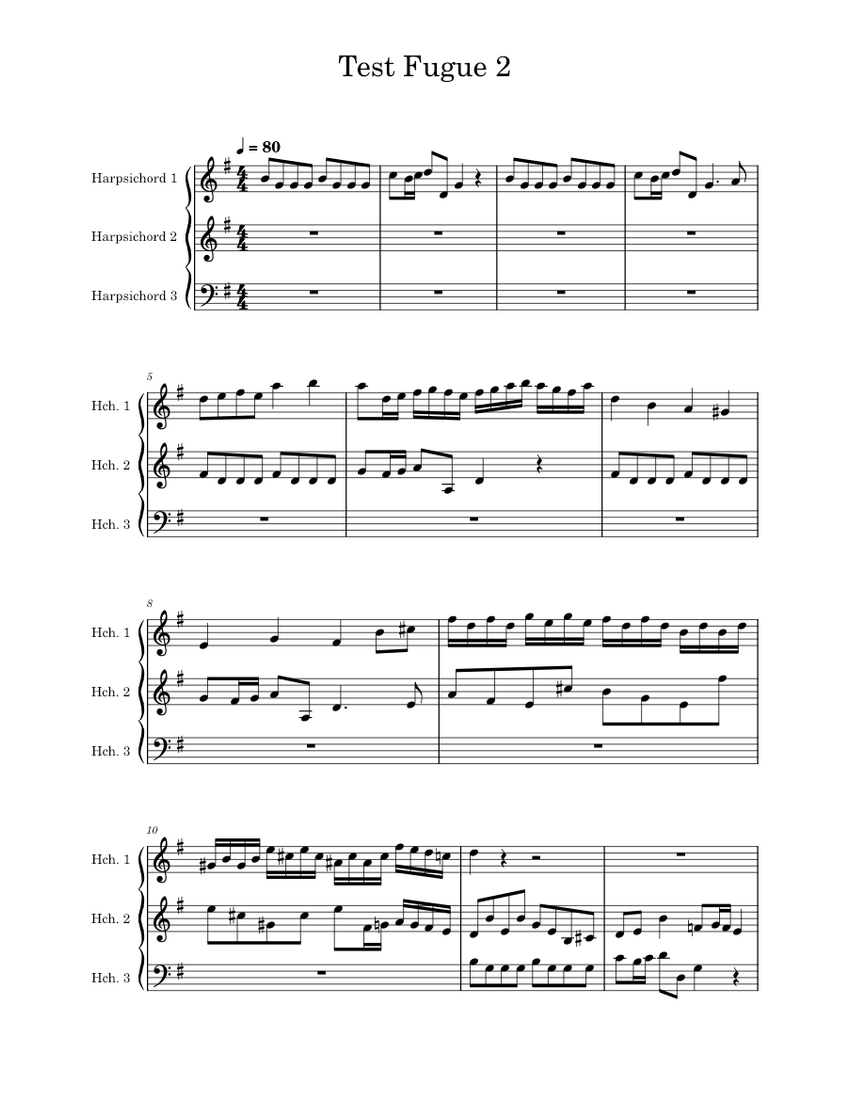 Test Fugue 2 Sheet music for Harpsichord (Mixed Trio)