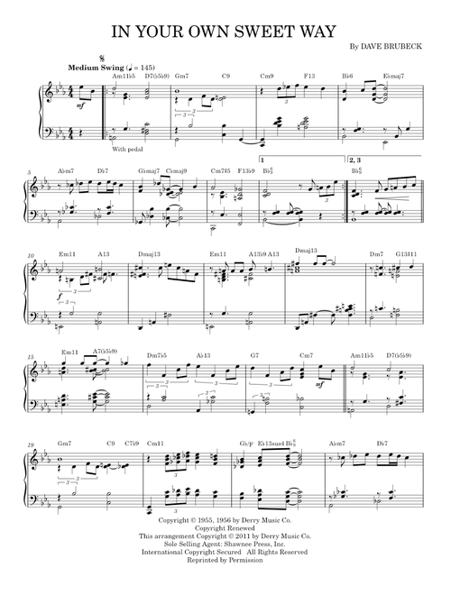In Your Own Sweet Way (arr. Brent Edstrom) - Dave Brubeck (Piano Solo)