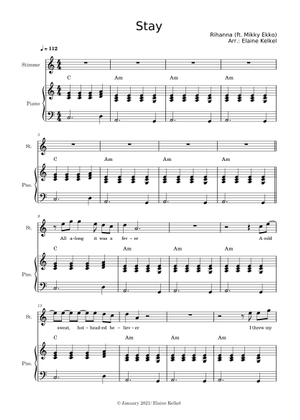 Stay Rihanna Sheet Music And Piano Tutorial Sheet Music