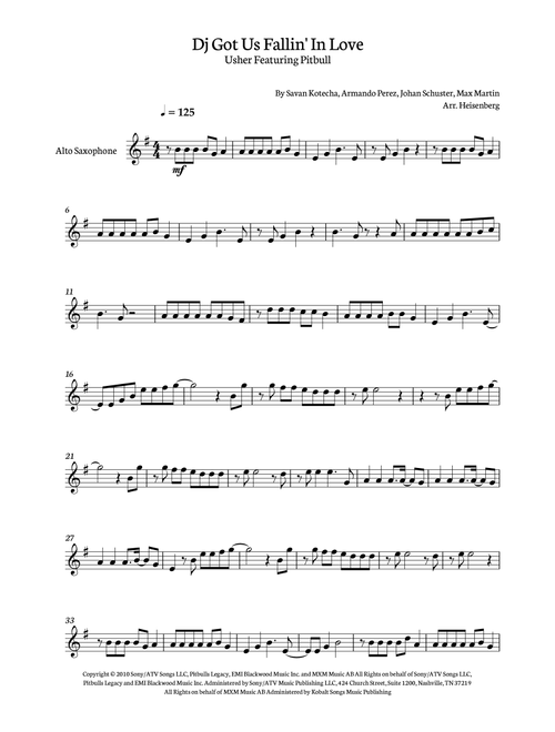 Dj Got Us Fallin' In Love (Arr. Heisenberg) - Usher Featuring Pitbull (Alto Sax Solo)