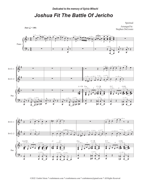 Joshua Fit The Battle of Jericho (Duet for Bb-Clarinet) (Arr. Stephen DeCesare) - Mahalia Jackson (Clarinet Duet)