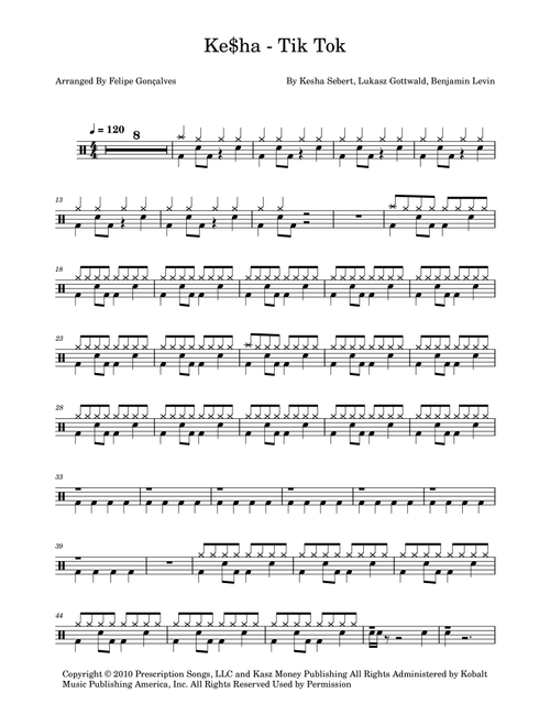Tik Tok (Arr. The Ninja) - Ke$ha (Drums)