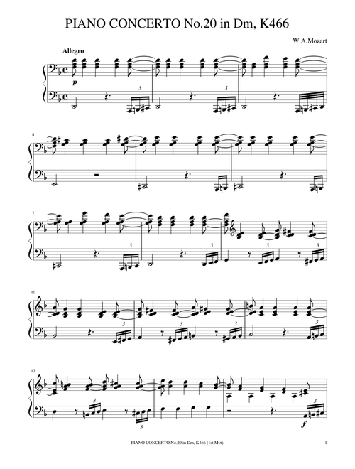 Mozart - Piano Concerto No.20,K.466 1st Mvt.