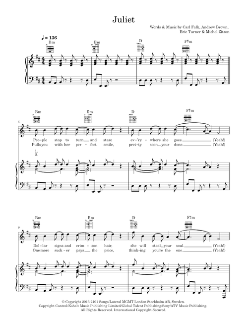 Juliet - Lawson (Piano-Vocal-Guitar (Piano Accompaniment))