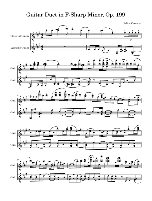 Guitar Duet in F-Sharp Minor, Op. 199 by Felipe Carcamo