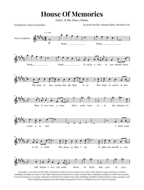 House Of Memories (Arr. Glauco Fernandes) - Madax (Tenor Sax Solo)