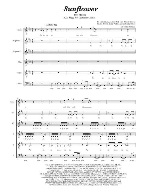 Sunflower (Arr. Mike Bultman) - Post Malone & Swae Lee (Choral, SATB divisi)