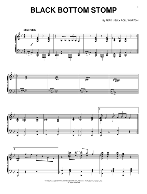 Black Bottom Stomp - Jelly Roll Morton (Piano-Vocal-Guitar)