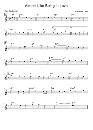 Play Official version of Almost Like Being in Love Sheet