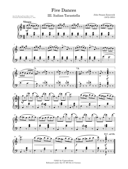 Five Dances: 3. Italian Tarantella – John Stepan Zamecnik