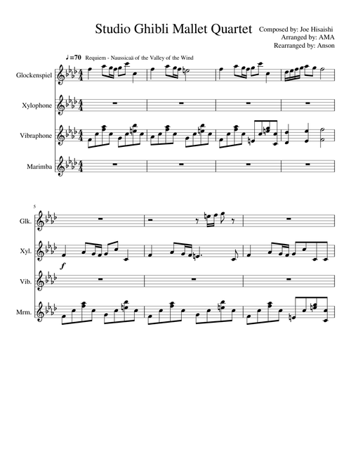 Studio Ghibli Mallet Quartet (rearranged for 2 mallets)