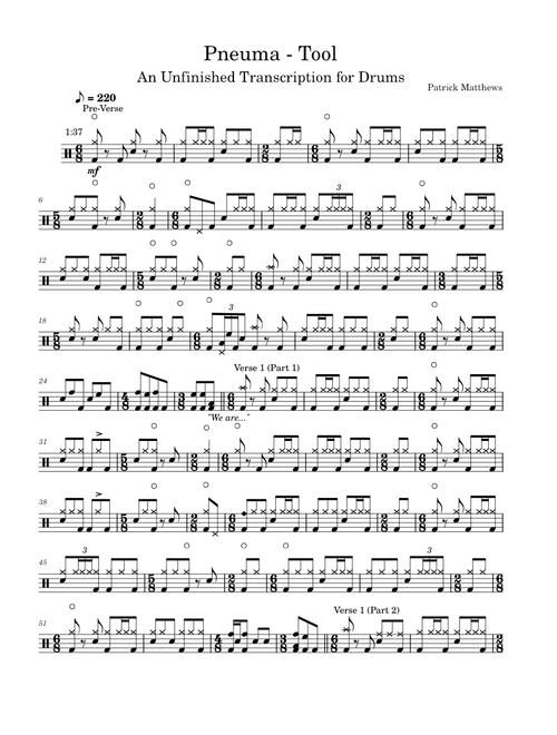 Pneuma – Tool (Drum Transcription)