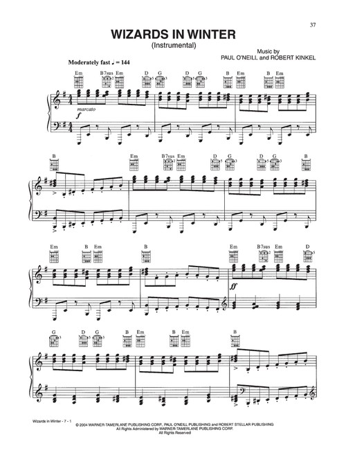 Wizards In Winter - Trans-Siberian Orchestra (Piano Solo)