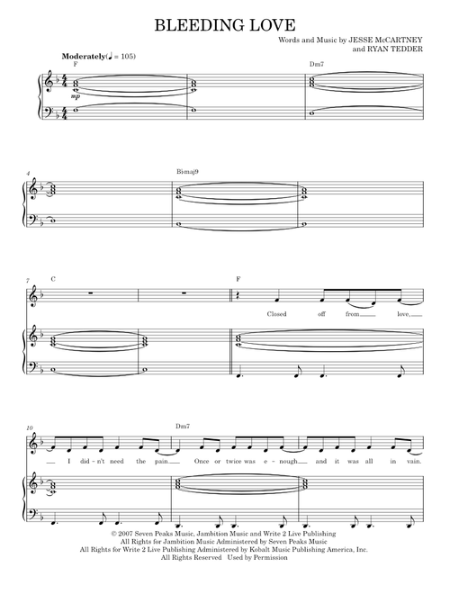 Bleeding Love - Leona Lewis (Piano Vocal)