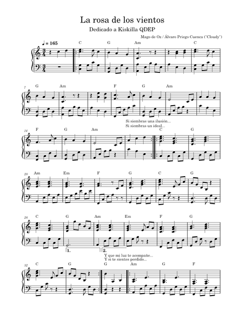 La rosa de los vientos – Mägo de Oz // Acompañamiento a piano