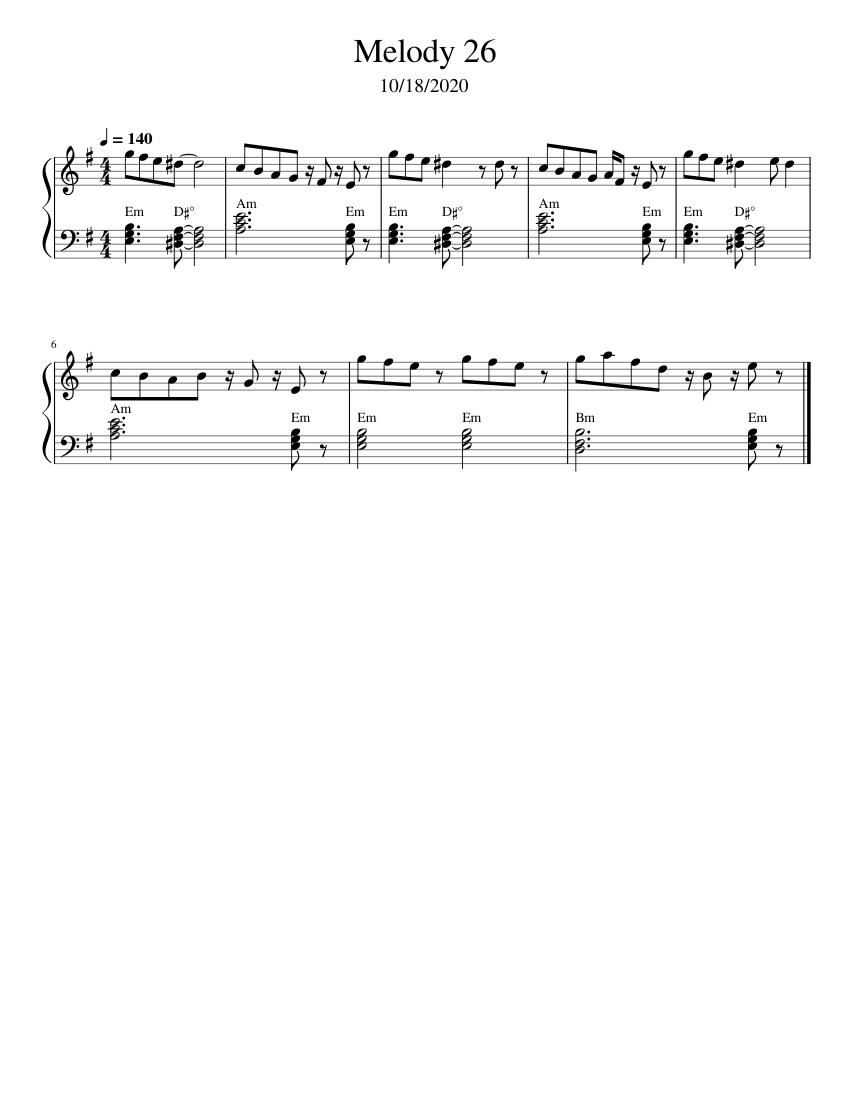 Melody 26 Sheet Music for Piano (Solo) easy | MuseScore.com