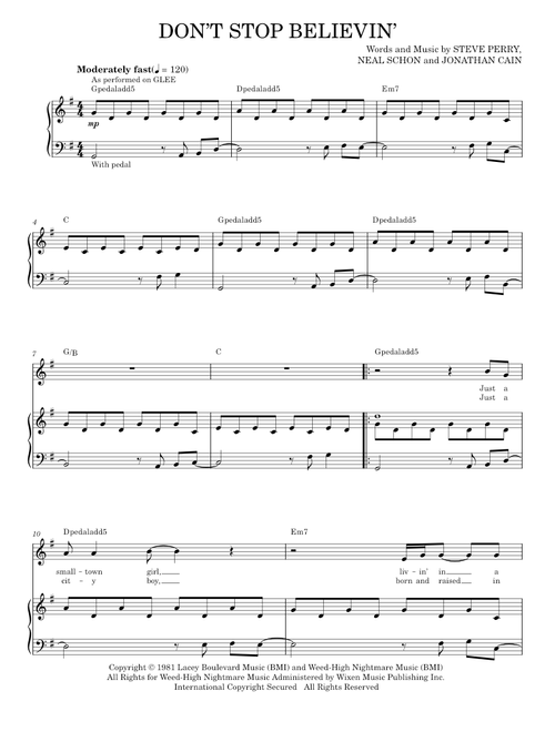 Don't Stop Believin' - Glee TV Series, Glee Cast, Journey (Piano Vocal)