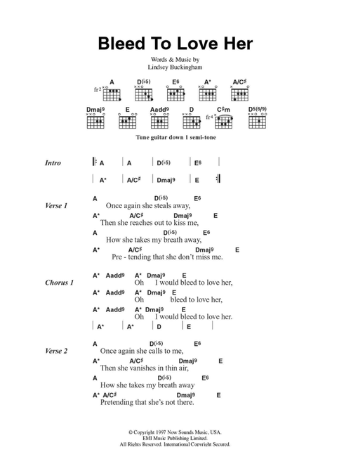 Bleed To Love Her - Fleetwood Mac (Guitar Chords-Lyrics)