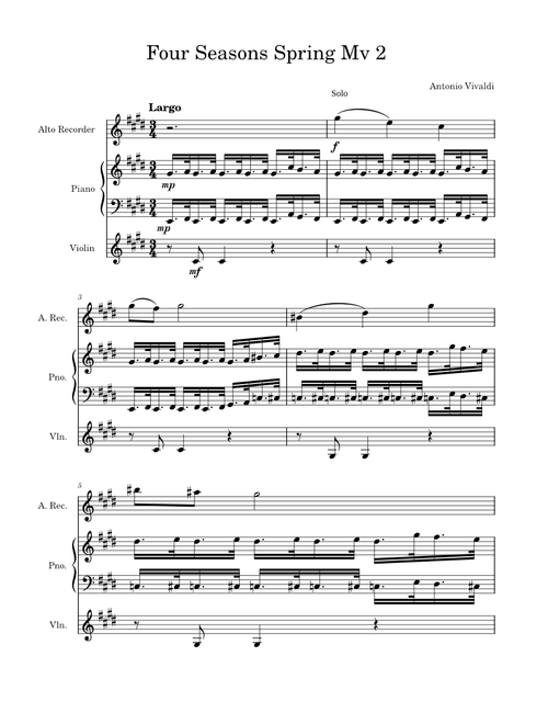The Four Seasons Spring "La primavera" mvt 2 – Antonio Vivaldi The Four Seasons Spring "La primavera"
