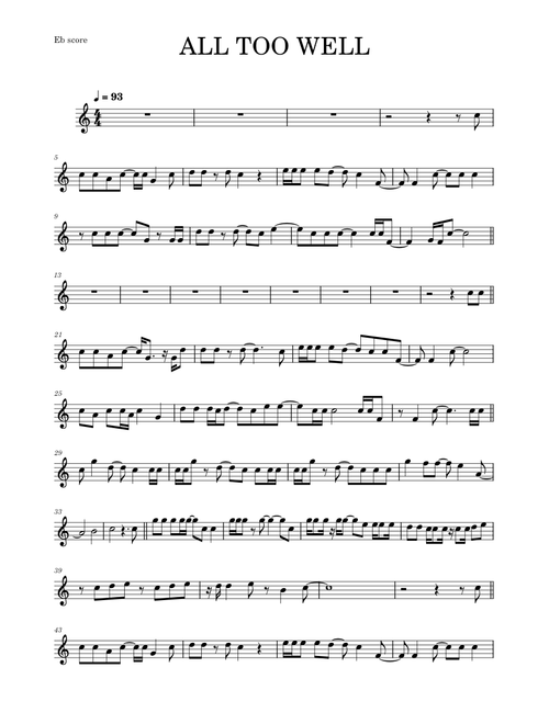 All too well – Taylor Swift (ALTO SAX)