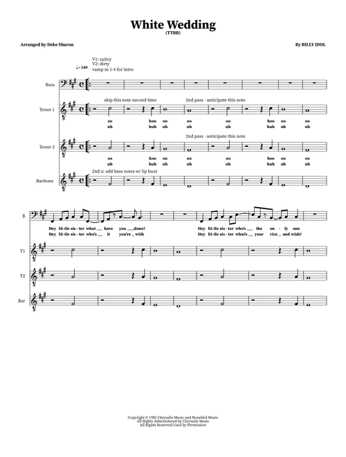 White Wedding (Arr. Deke Sharon) - Billy Idol (Choral, TTBB)