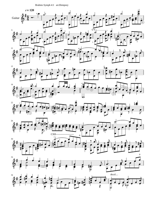 Brahms Symphony IV: 1st movement. arr. solo guitar G.Dempsey