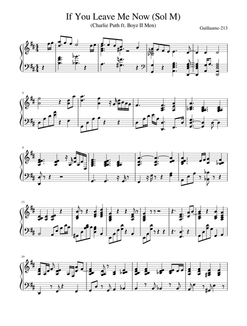 If You Leave Me Now - Charlie Puth (ft. Boyz II Men), Piano Sheet