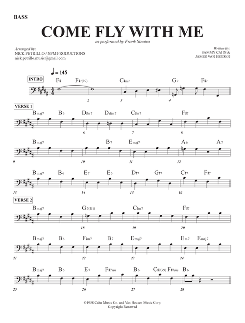 Come Fly With Me (Arr. Nick Petrillo) - Frank Sinatra (Lead Sheet - Fake Book)