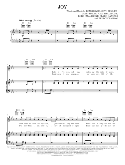 Joy - Ben Glover, Reuben Morgan (Piano-Vocal-Guitar)