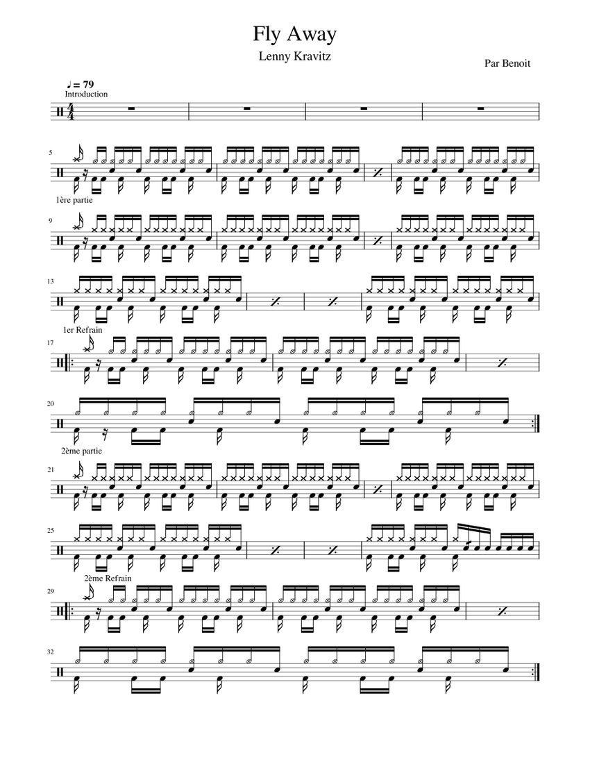 Fly Away Sheet Music for Drum group (Solo) | MuseScore.com