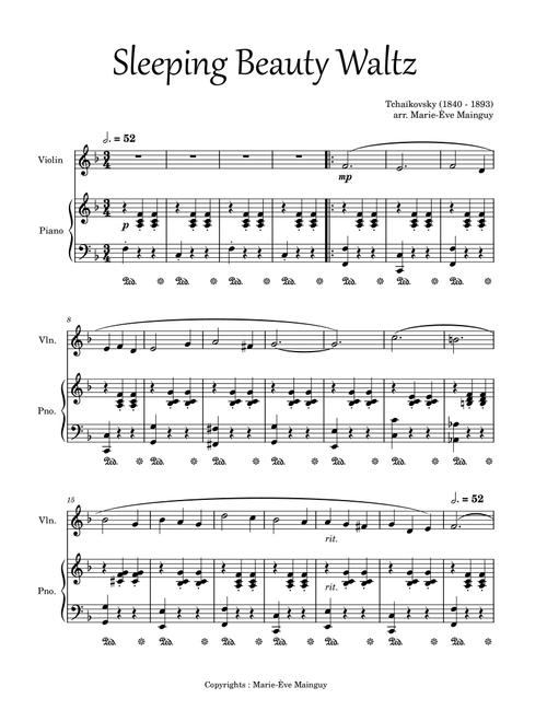 Sleeping Beauty Waltz - Once Upon A Dream (Arr. Marie-Ève Mainguy) - Tchaïkovsky (Violin and Piano)
