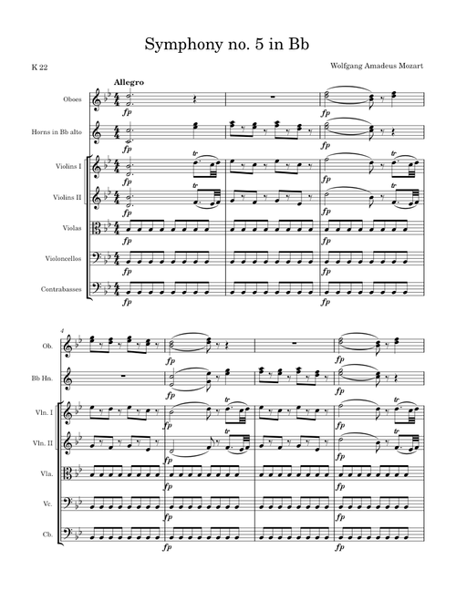 Symphony no. 5 in Bb K 22 - Wolfgang Amadeus Mozart
