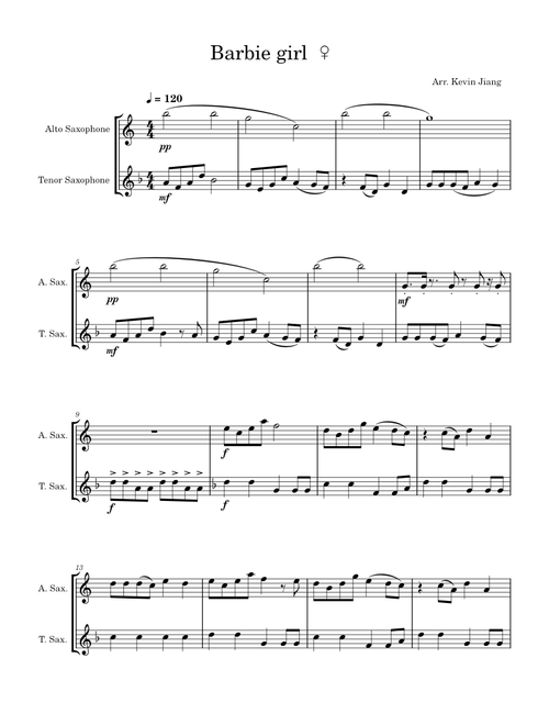 Barbie girl Aqua – Aqua Barbie girl Aqua Sax duet