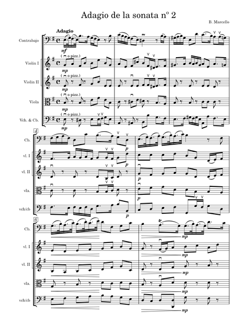 Cello sonata No 2 – Benedetto Marcello Adagio (arr. cb. sol. y orq. de cuerda)