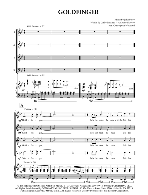 Goldfinger (Arr. Christopher Wormald) - John Barry (Choral, SATB)
