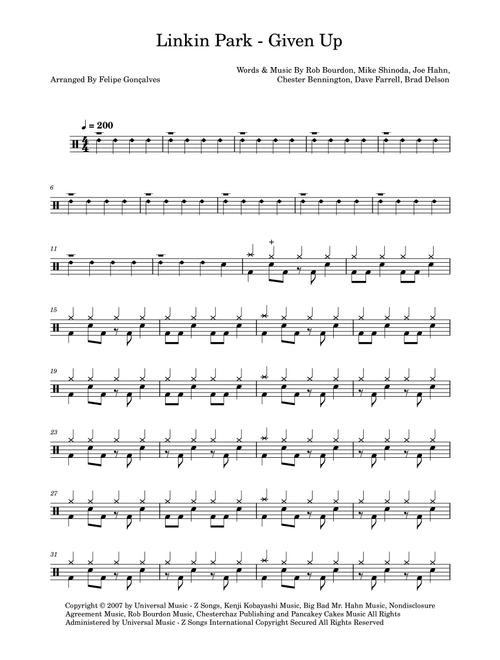 Given Up (Arr. The Ninja) - Linkin Park (Drums)