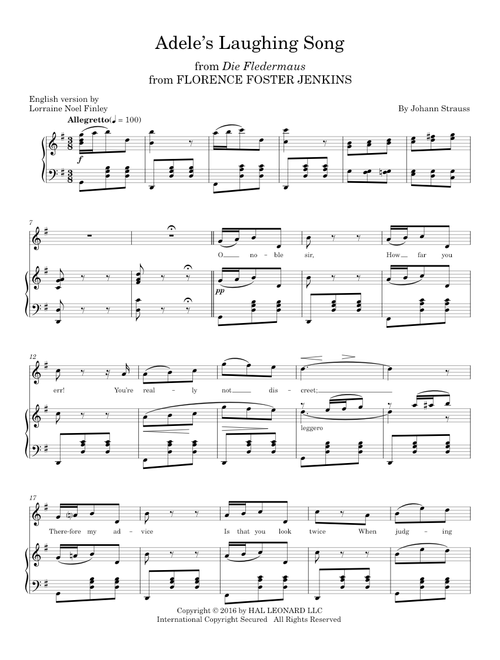 Adele's Laughing Song - Johann Strauss Jr. (Piano Vocal)