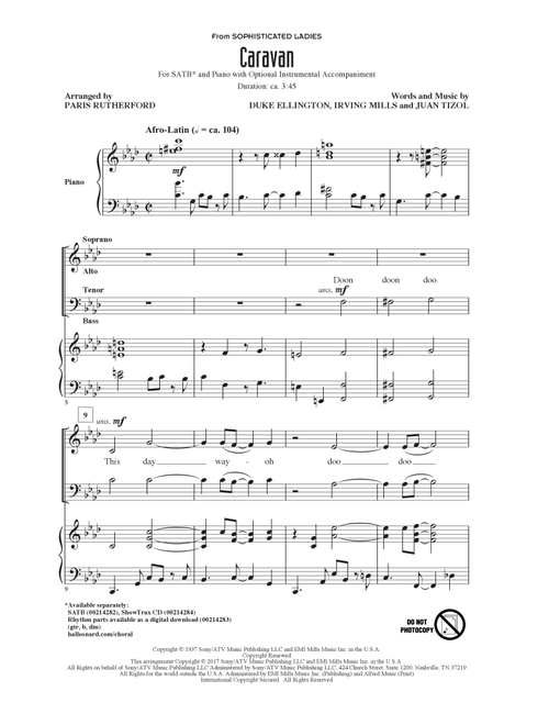Caravan (Arr. Paris Rutherford) - Billy Eckstine, Ralph Marterie (Choral, SATB)