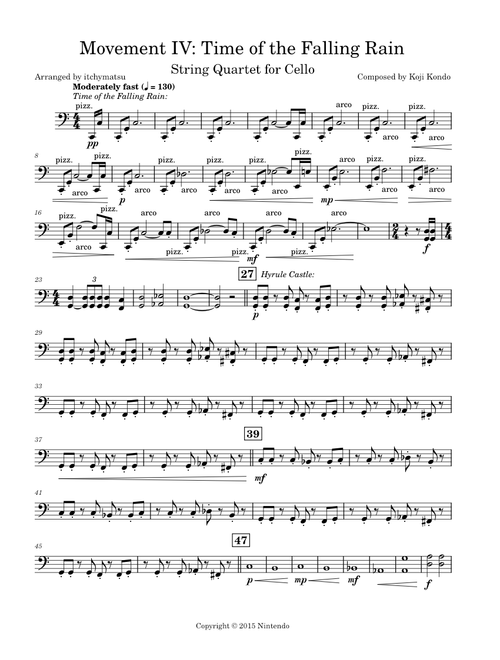 Movement IV: Time of the Falling Rain SQ for Cello