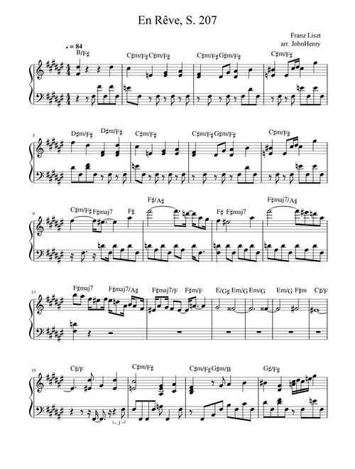 En Rêve, S. 207 — Liszt | Easy Piano Solo (Arr. JohnHenry) (Easy Piano)