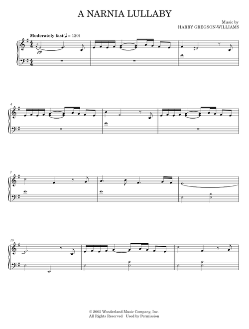 A Narnia Lullaby - Harry Gregson-Williams, The Chronicles of Narnia: The Lion, The Witch And The War (Piano-Vocal-Guitar)