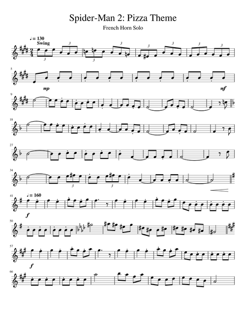 spider-man 2 pizza theme French Horn