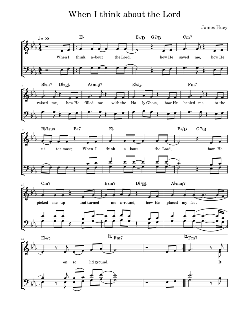When I think about the Lord – James Huey Sheet Music with Chords for Female, Male (Choral ...