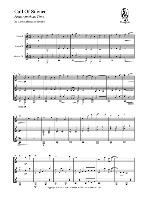 Call Of Silence (Arr. Estreguin) - Hiroyuki Sawano (Guitar Ensemble)