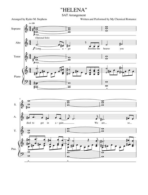 UPDATED/FIXED: Helena (My Chemical Romance, "Three Cheers For Sweet Revenge", SAT Arrangement)
