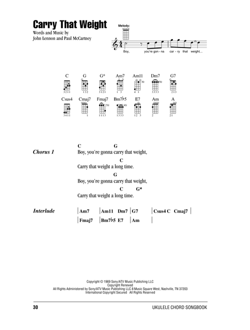 Carry That Weight - The Beatles (Ukulele Chords-Lyrics)