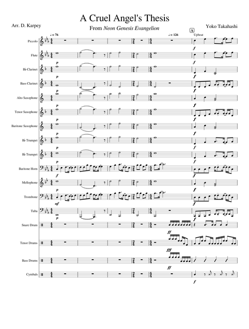 A Cruel Angel's Thesis for Marching/Pep Band