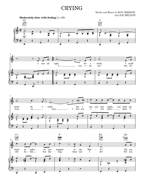 Crying - Don McLean, Roy Orbison (Piano-Vocal-Guitar)