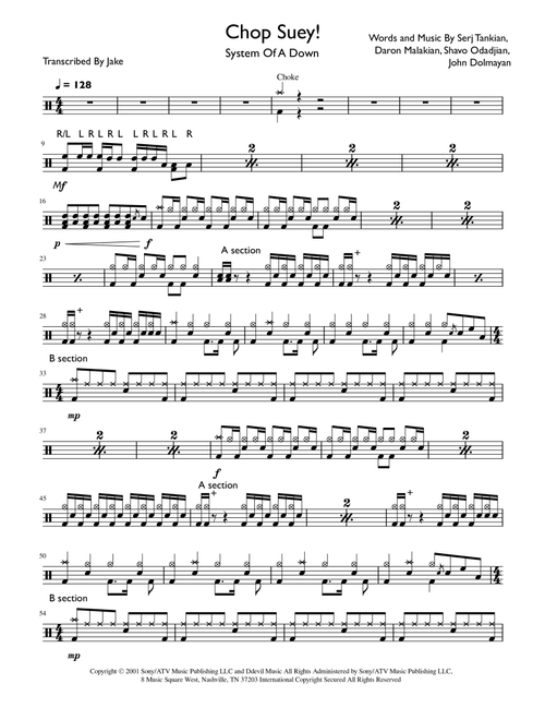 Chop Suey! (Arr. Jake) - System Of A Down (Drums)