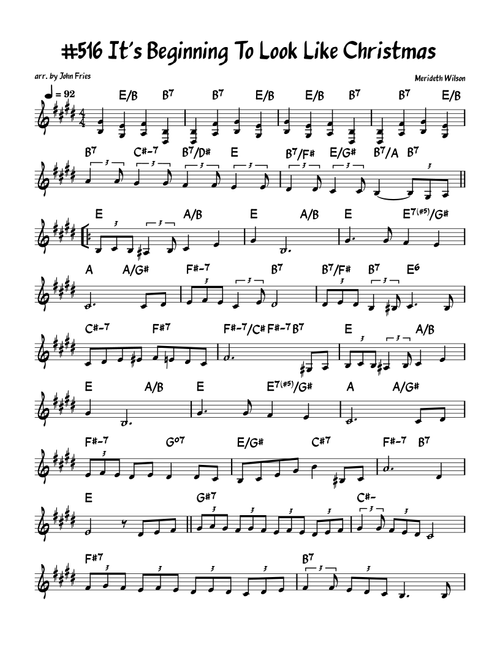 It's Beginning To Look A Lot Like Christmas (Arr. John Fries) - Doug Davis, Kabir Sehgal (Lead Sheet - Fake Book)